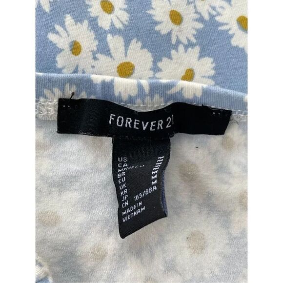 0339 Forever 21 Light Blue Daisy Flower Strapless Bodysuit Size Medium - Picture 4 of 4